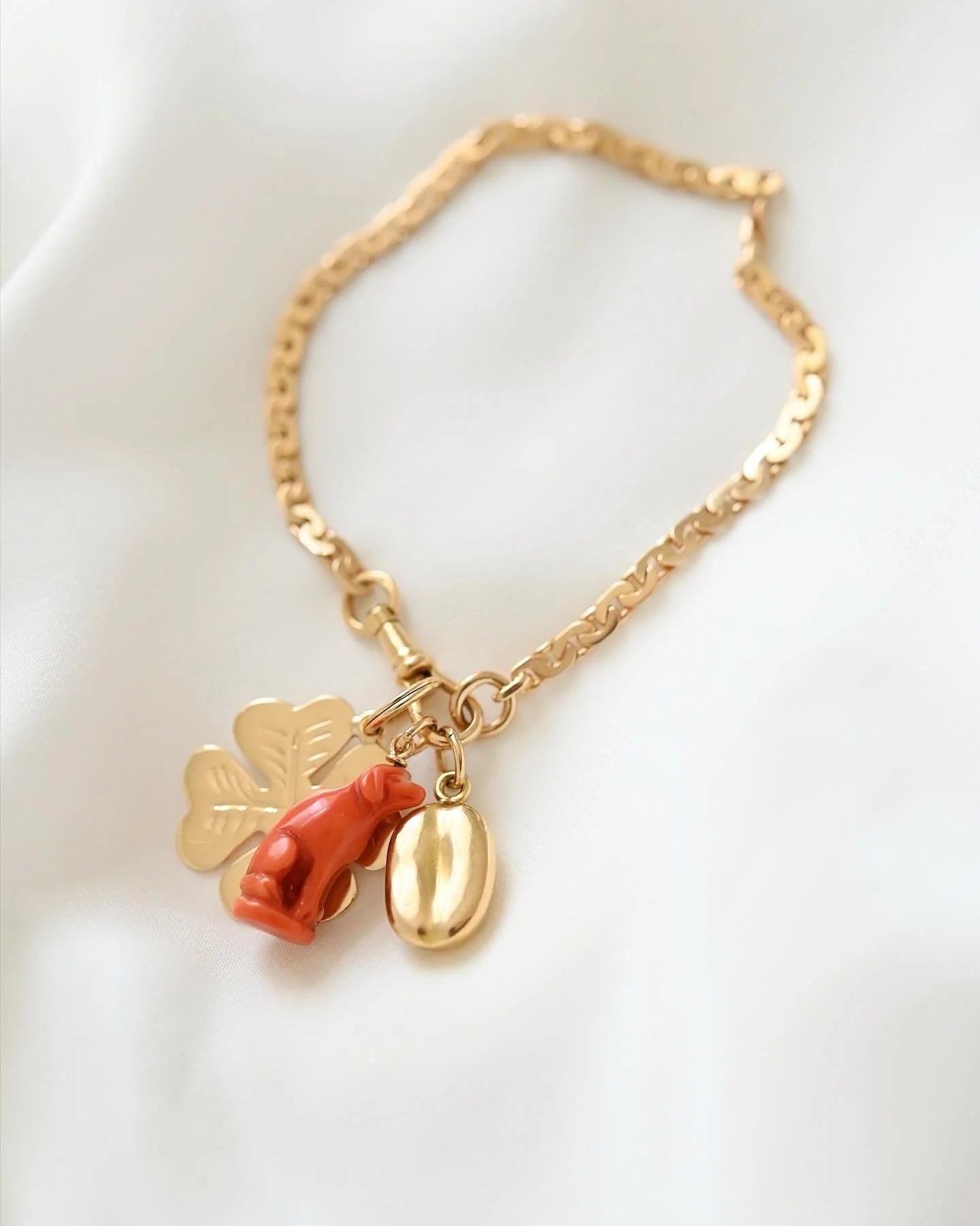 From personal collection! Lucky Coffee Bean 18K Gold Danish Vintage