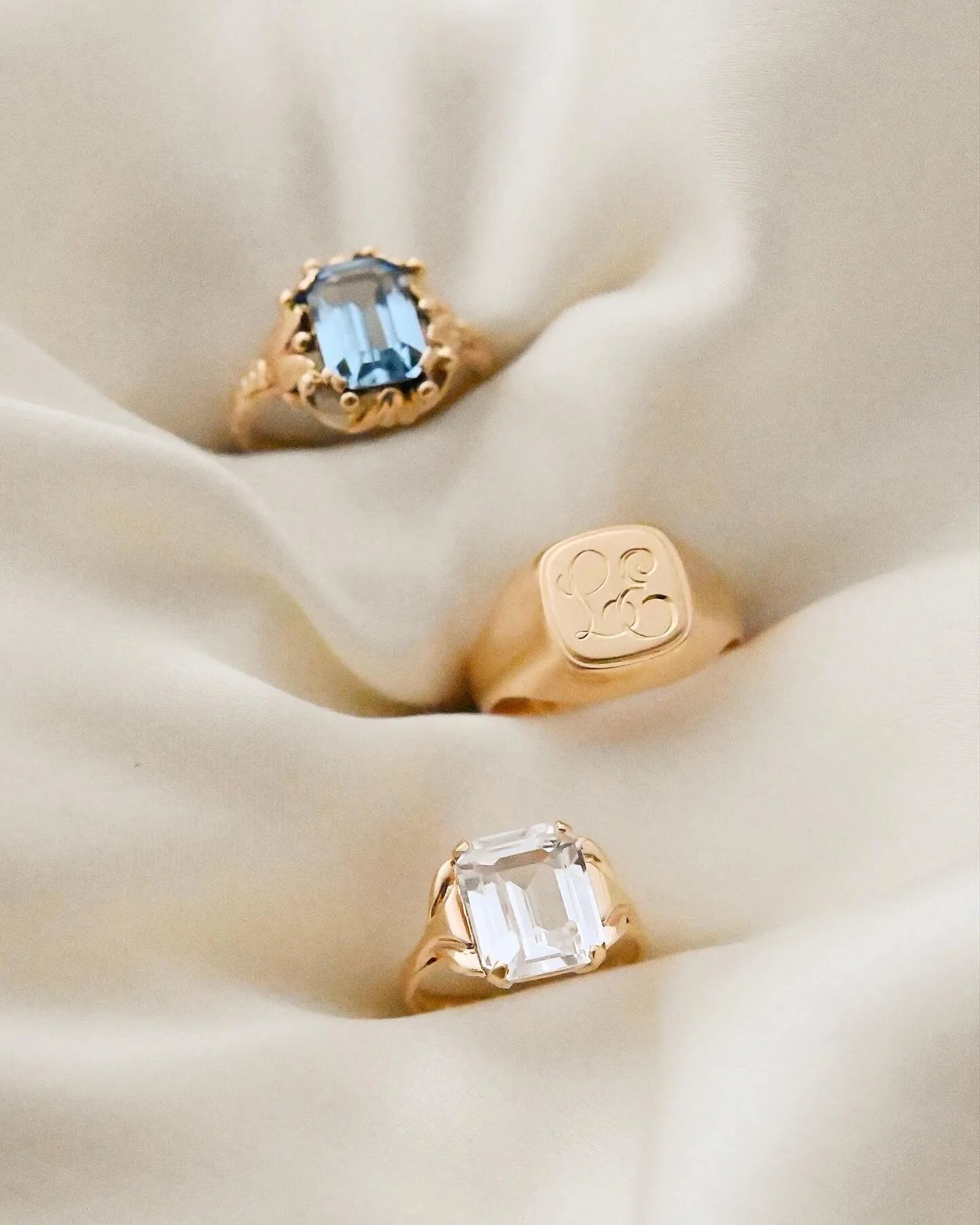 Pick Your Dream Ring 💙🤍💛 Swedish Vintage Rings 18K Gold Mid 1900s