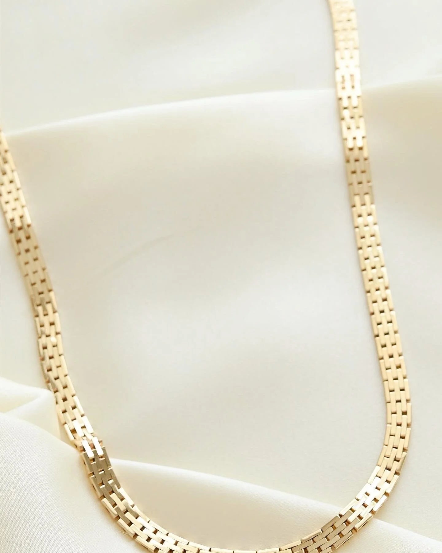 Beautiful Perfect Brick Link Necklace by Børge Printzen 14K Gold