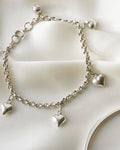 Adorable Victorian Rolo Link Bracelet with Puffy Hearts