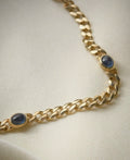 Vintage Curb Link Bracelet or Chain Extender w Sapphires 14K Gold 1980s