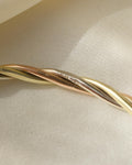 Beautiful Twisted Tri Color Bangle 14K Gold