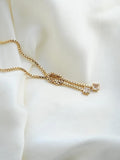 Vintage Dangle Knot Detail Necklace 18K Gold x Natural Crystal Quartz