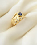 Vintage Sapphire Heart Diamond 18K Hold 1970s