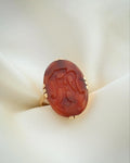 Huge Antique Carnelian AR or RA Signet Ring 18K Gold 1932