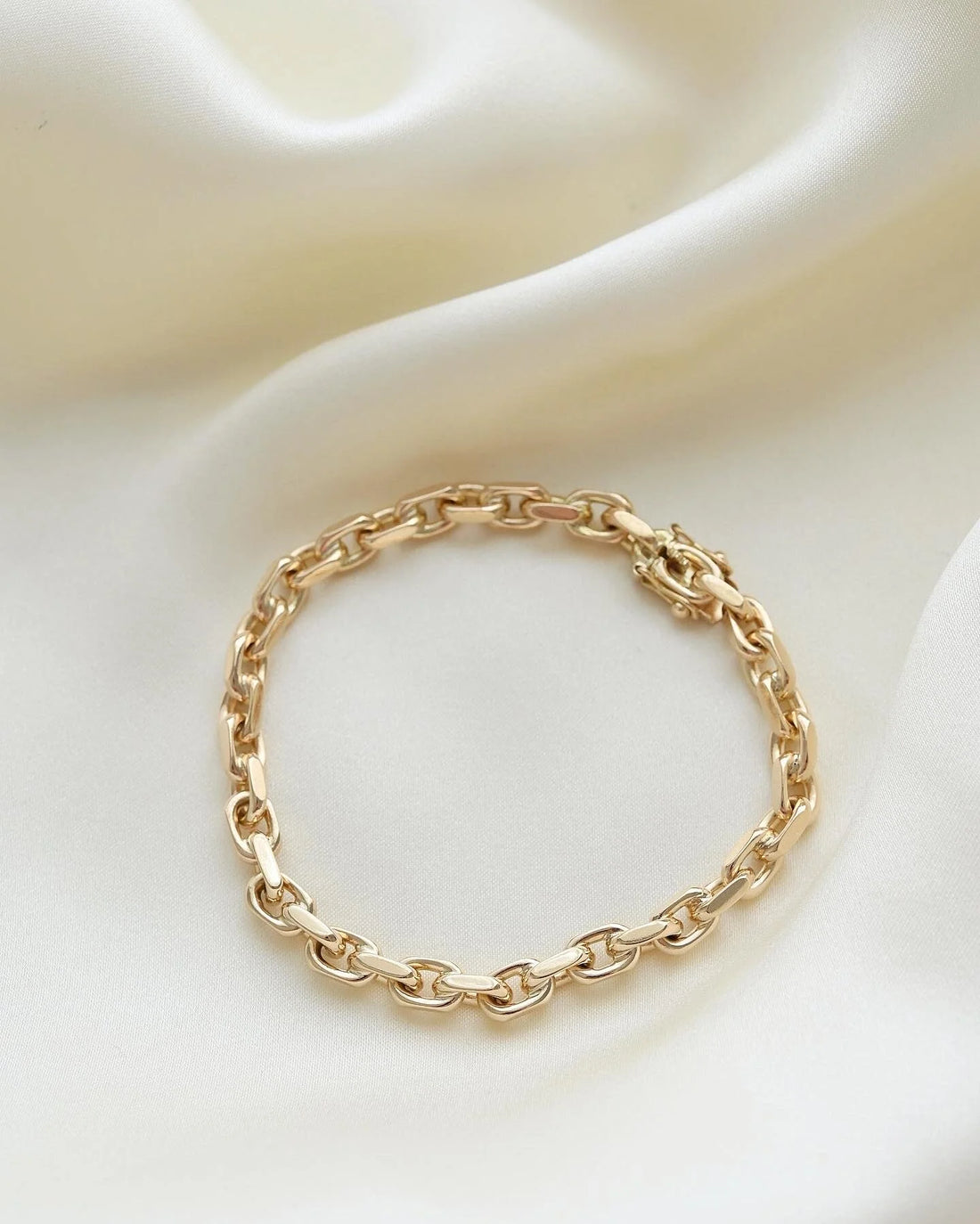 Perfect Danish Anchor Link Bracelet Vintage 14K Gold 1970