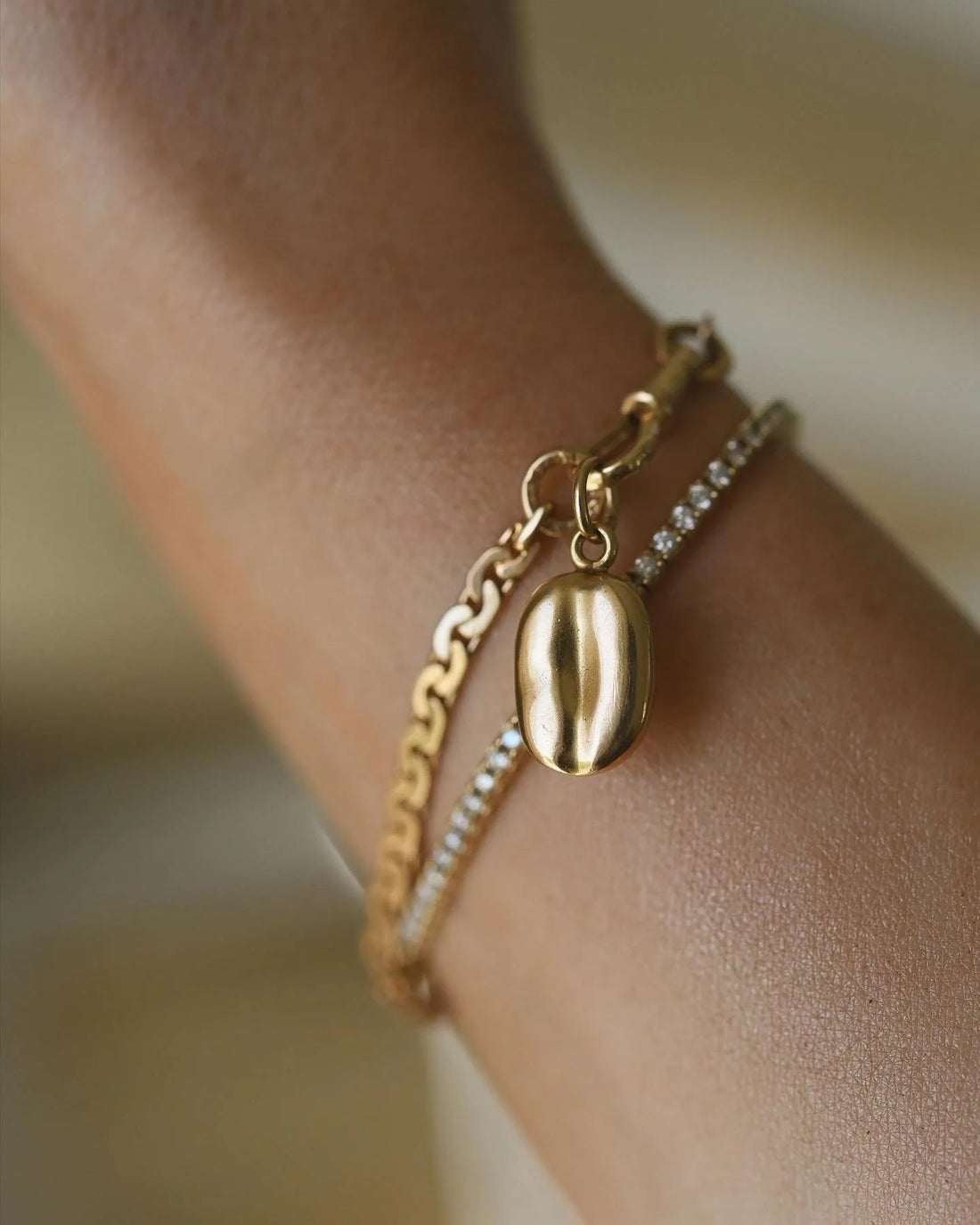 From personal collection! Lucky Coffee Bean 18K Gold Danish Vintage