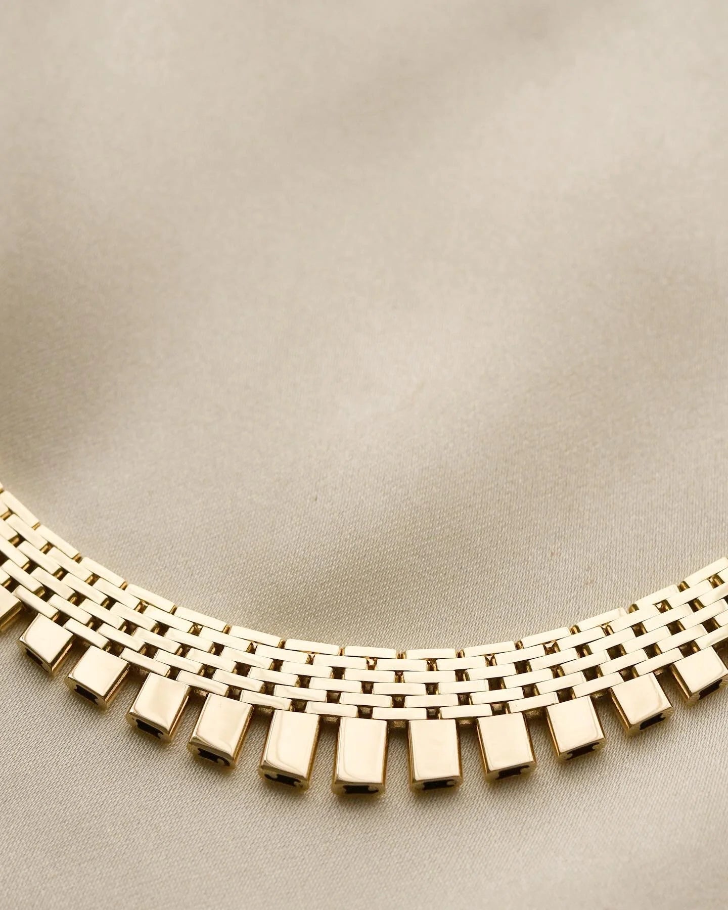 Sublime Heavy Brick Link Vintage Chain by Jens Tage Hansen 14K Gold 1960s