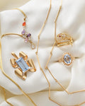 Huge Swedish Vintage Ribbon Pendant w Baby Blue Spinel 18K Gold 1943