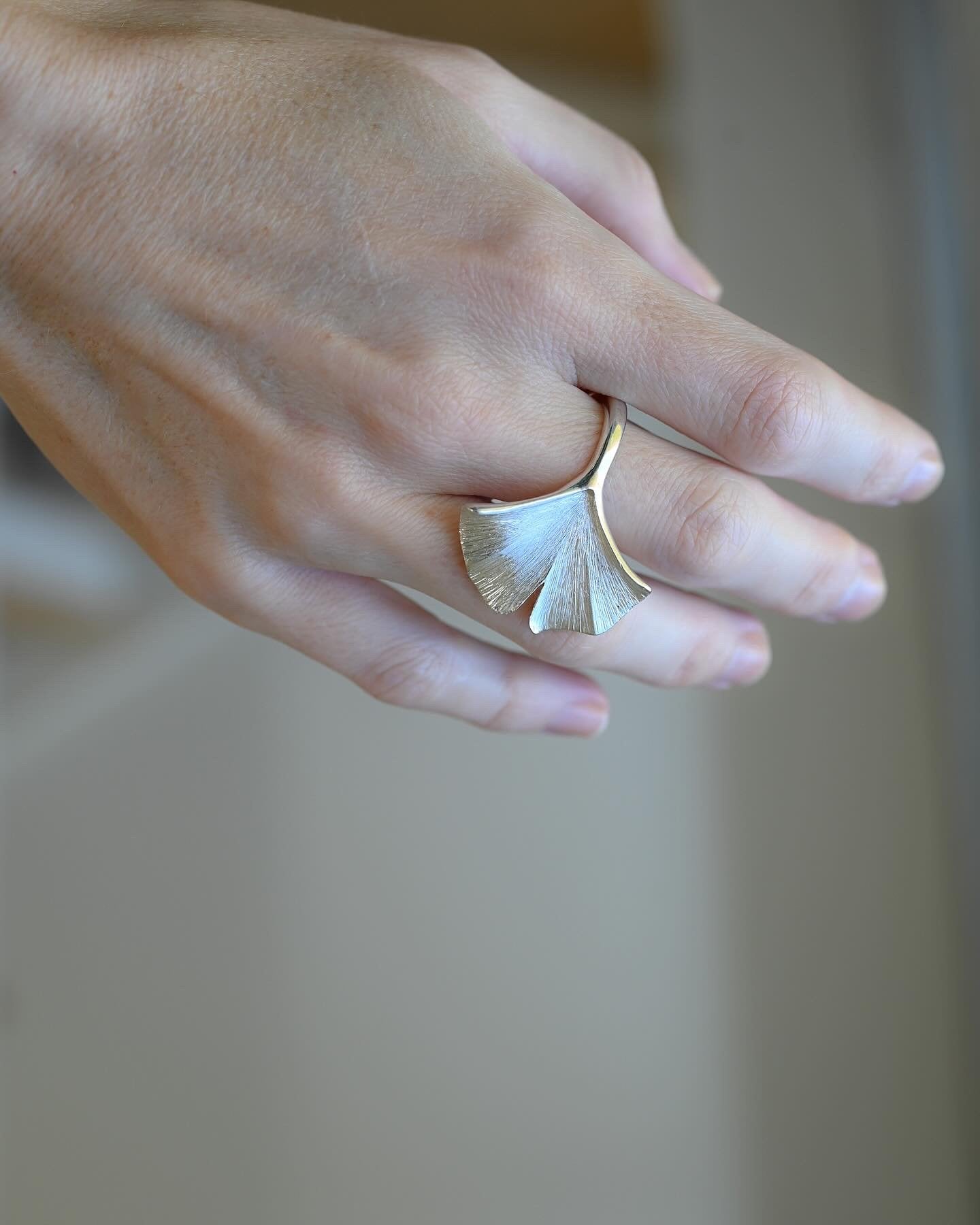 Dreamy Ginkgo Demi-parure W Cuff, Earrings and Ring
