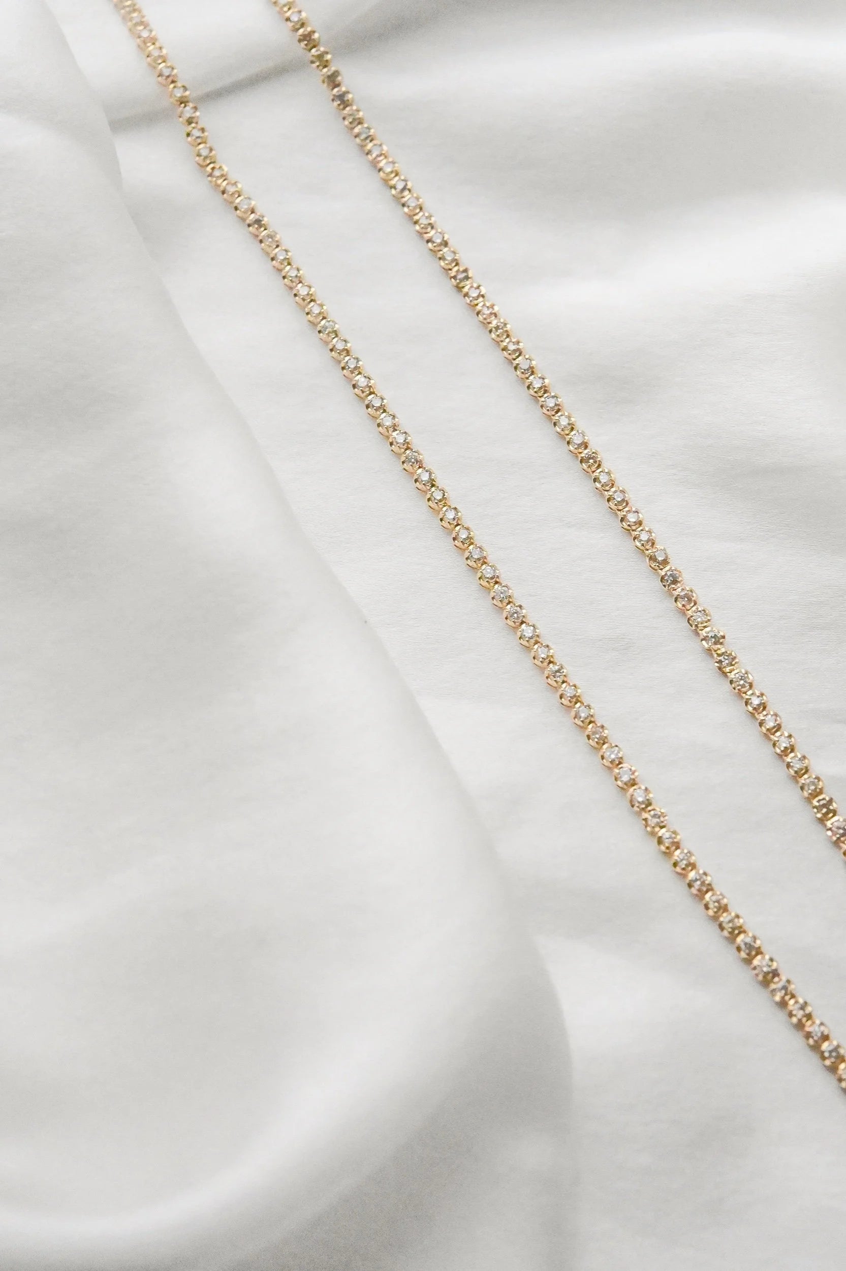 Beautiful Dainty Tennis Necklace 3 Carats Natural Diamonds 18K Gold