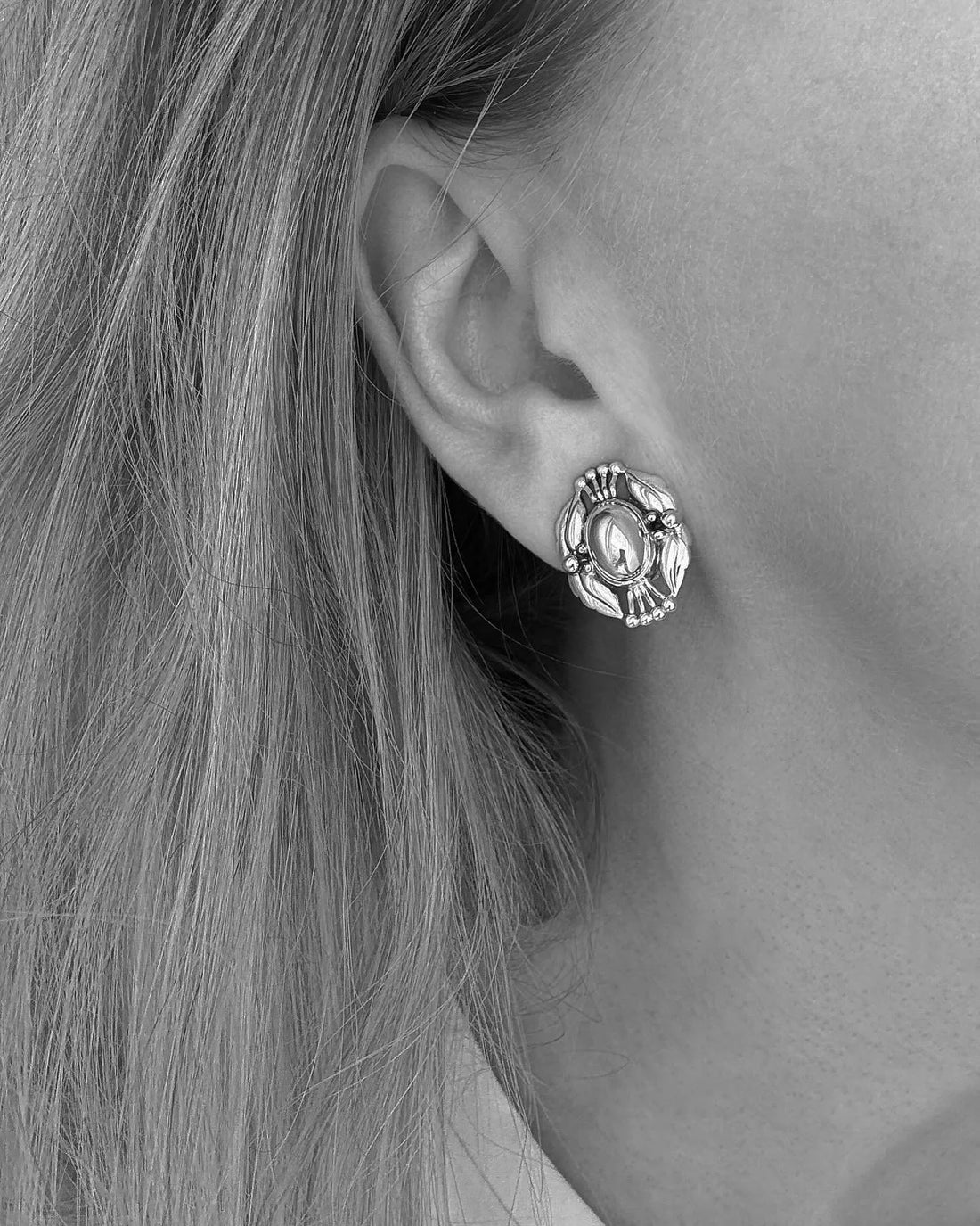 Wonderful Georg Jensen Clip On Earrings Sterling Silver