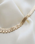 Stunning Mid Size Brick Line Necklace 18 Inches 14K Gold 1960s
