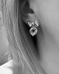 The BEST and CUTEST Swedish Vintage Hearts and Bow Studs 18K Gold x White Spinel