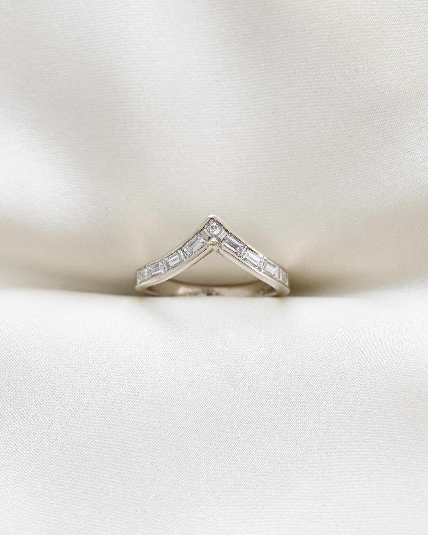 Personal Colelction Diamond Ring w Baguette and Peruzzi Cut 14K White Gold