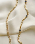 Vintage Curb Link Bracelet or Chain Extender w Sapphires 14K Gold 1980s