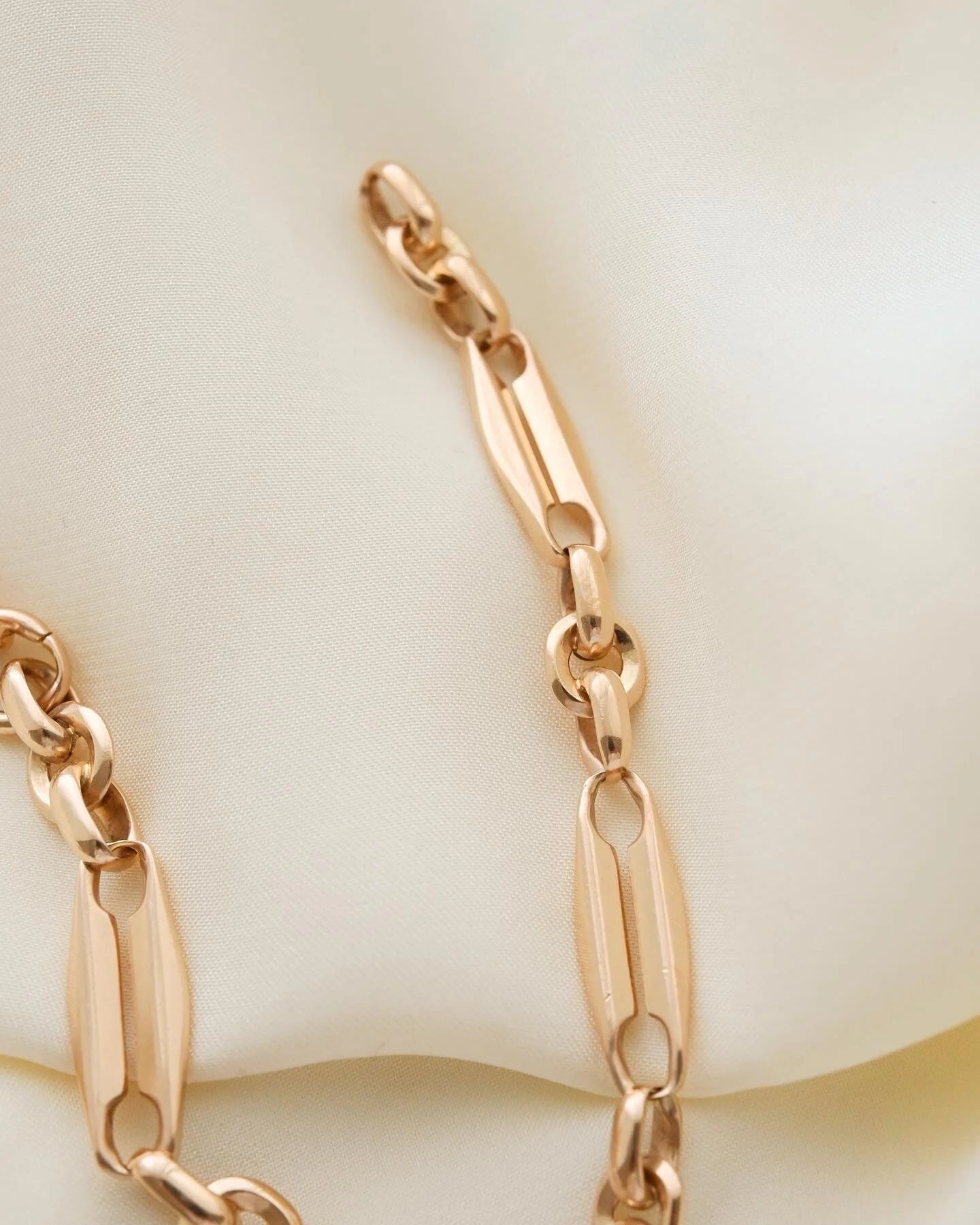 Glowing Perfect Antique Watch Chain Bracelet 14K Rose Gold 1920s