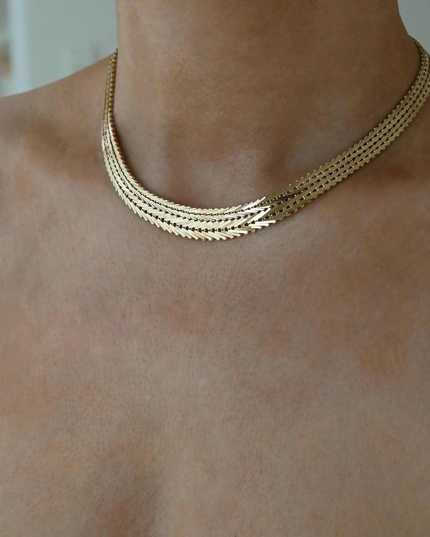 Sexy Luxurious Double Row Vintage Collier Necklace Denmark 1960s 14K Gold