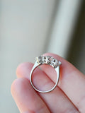 Rare Dreamy Three-stone Ring 2.11 Carats 18K White Gold 1957