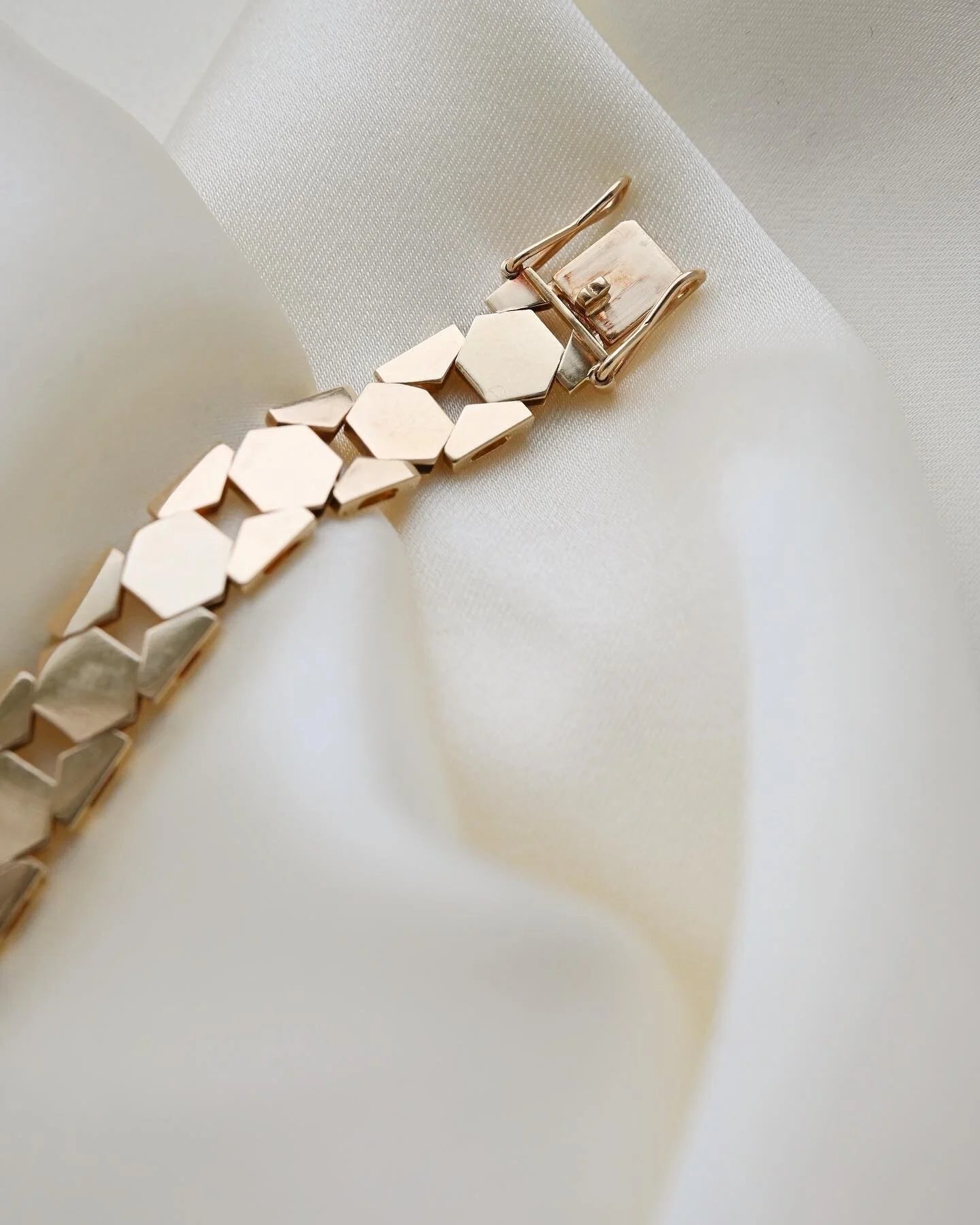 Rare Danish Mid Century Link Bracelet 14K Gold 1970