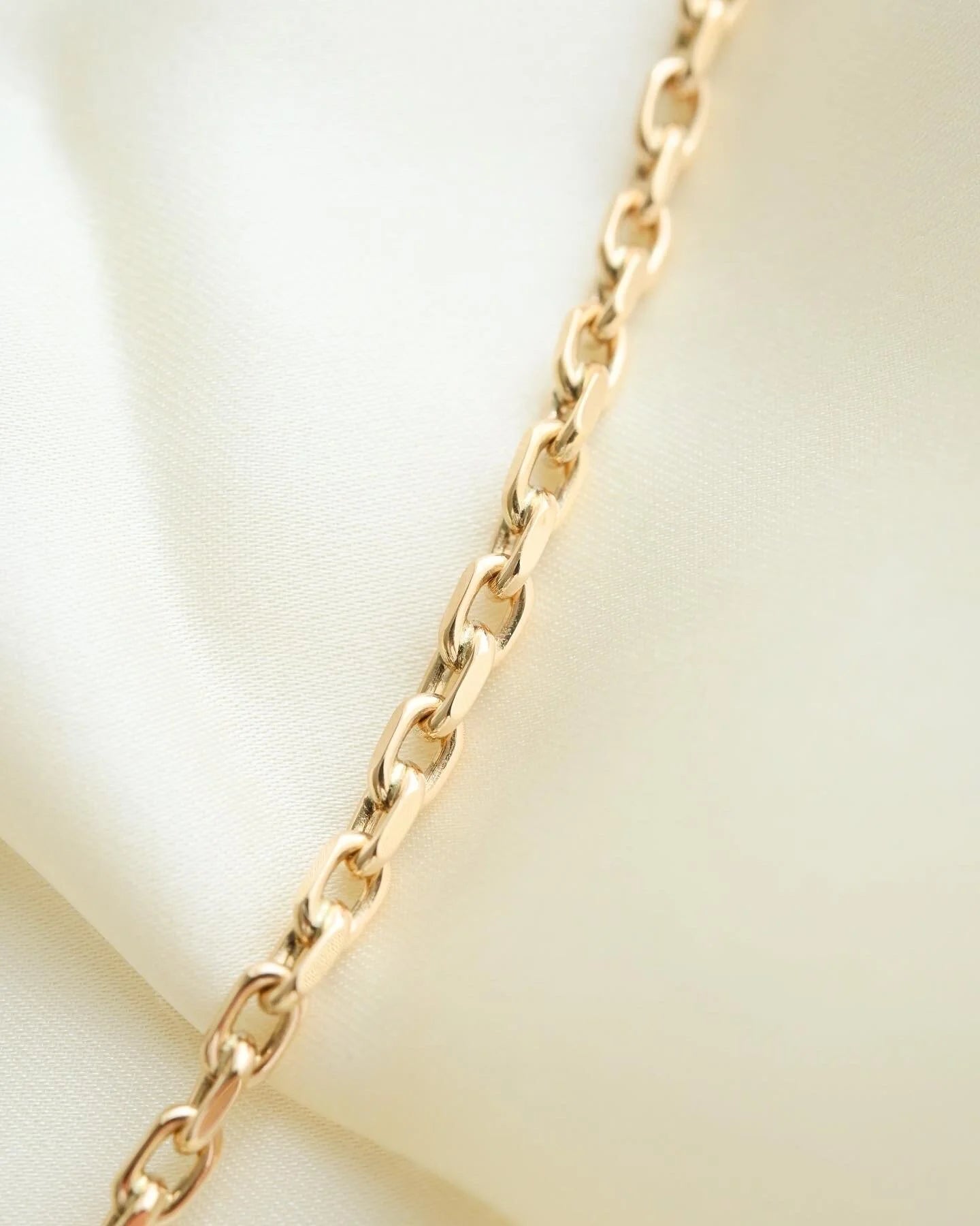 LONG Danish Vintage Anchor Link Necklace 14K Gold