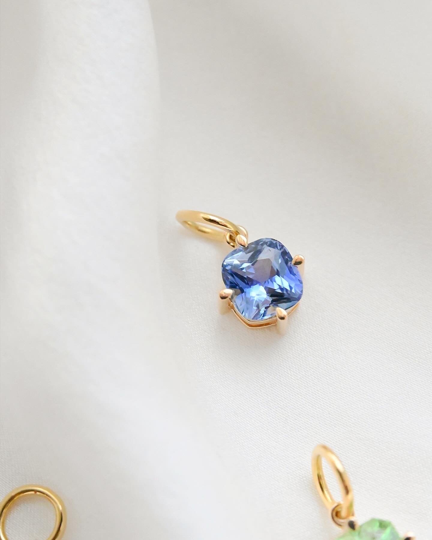 OMJ FINE JEWELRY : Cotton Candy Charms All Natural Untreated Sapphire Diamond and Tourmaline 18K Gold