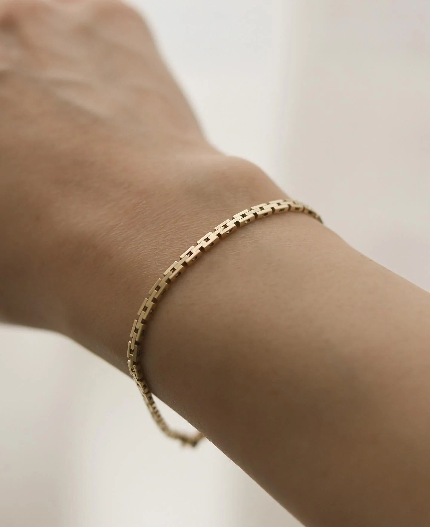 Baby Brick Link Bracelet 14K Gold 1950s