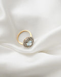 Rare Antique HUGE Aquamarine x Diamond Cluster Ring 18K Gold