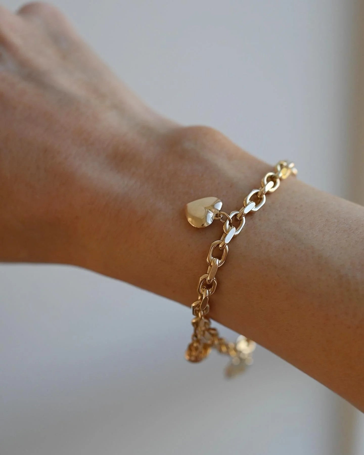 Cute 26 Grams Chunky Danish Vintage Charm Bracelet 14K Gold 1980