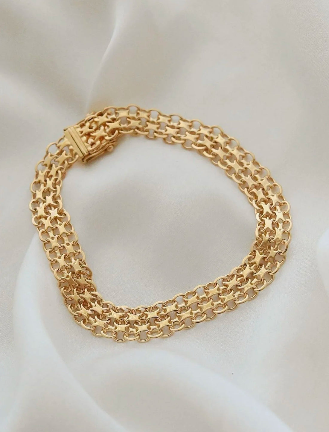 X Link or Star Link Bracelet Swedish Vintage 1961 18K Gold