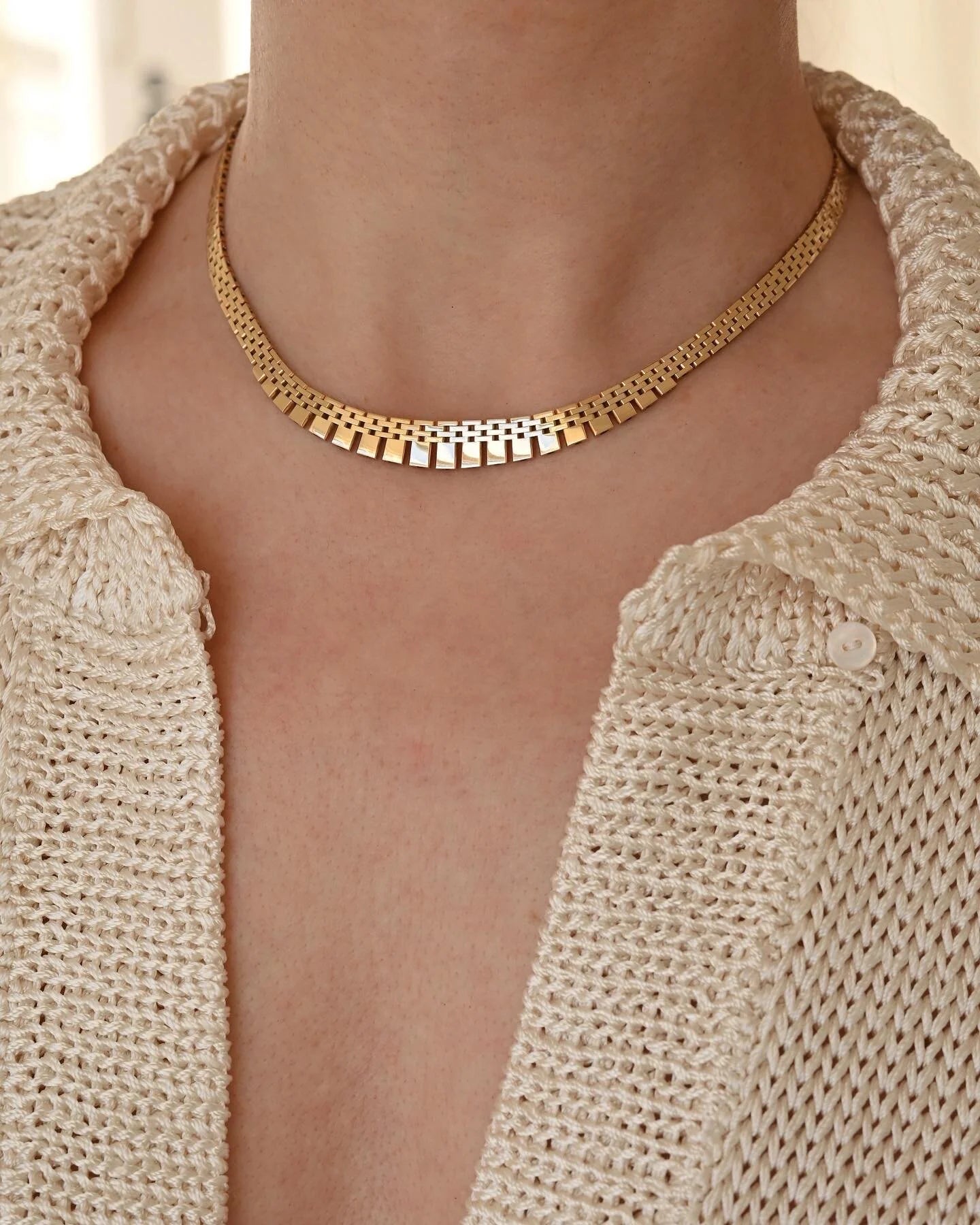 Amazing 30 Grams Brick Link Necklace 14K Gold