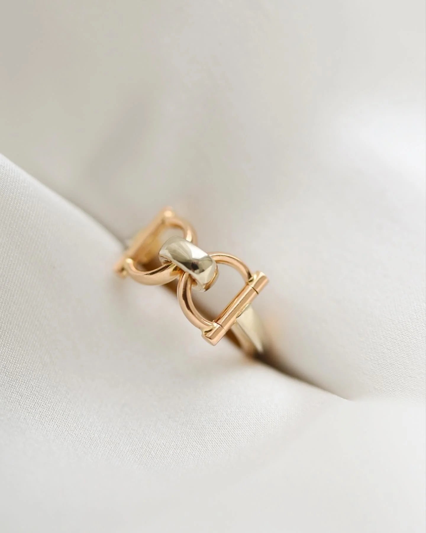 Vintage Two Tone Bridle Ring 18K Gold Denmark