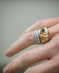 Vintage Sapphire Heart Diamond 18K Hold 1970s