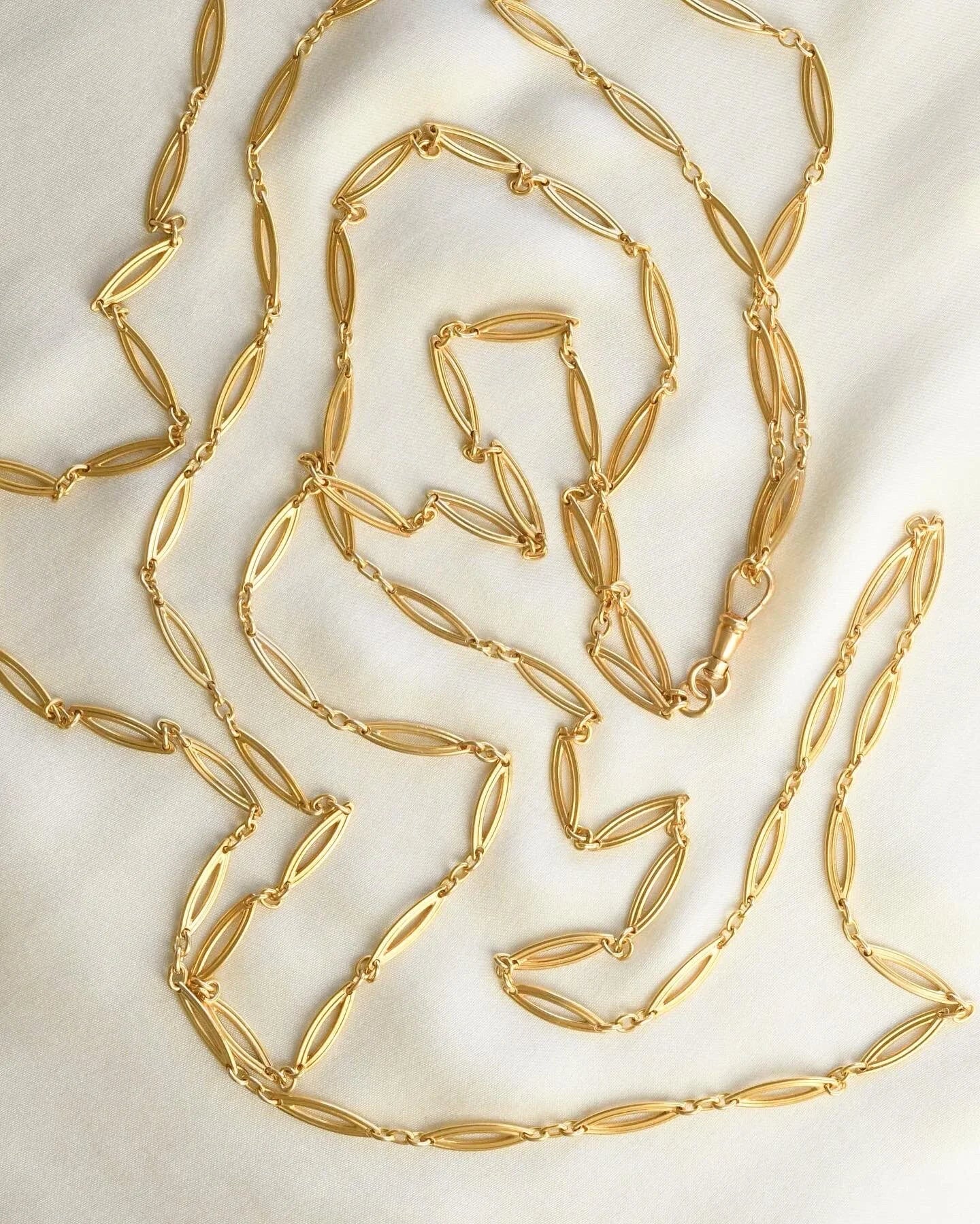 Antique Longguard Chain 58.3 inches long 18K Gold 1920s
