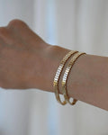 Two Rare Danish Vintage Slimmer Brick Link Bracelets 14K Gold 1960-70