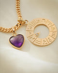 Vintage Pisces Zodiac Wheel Pendant 18K Gold