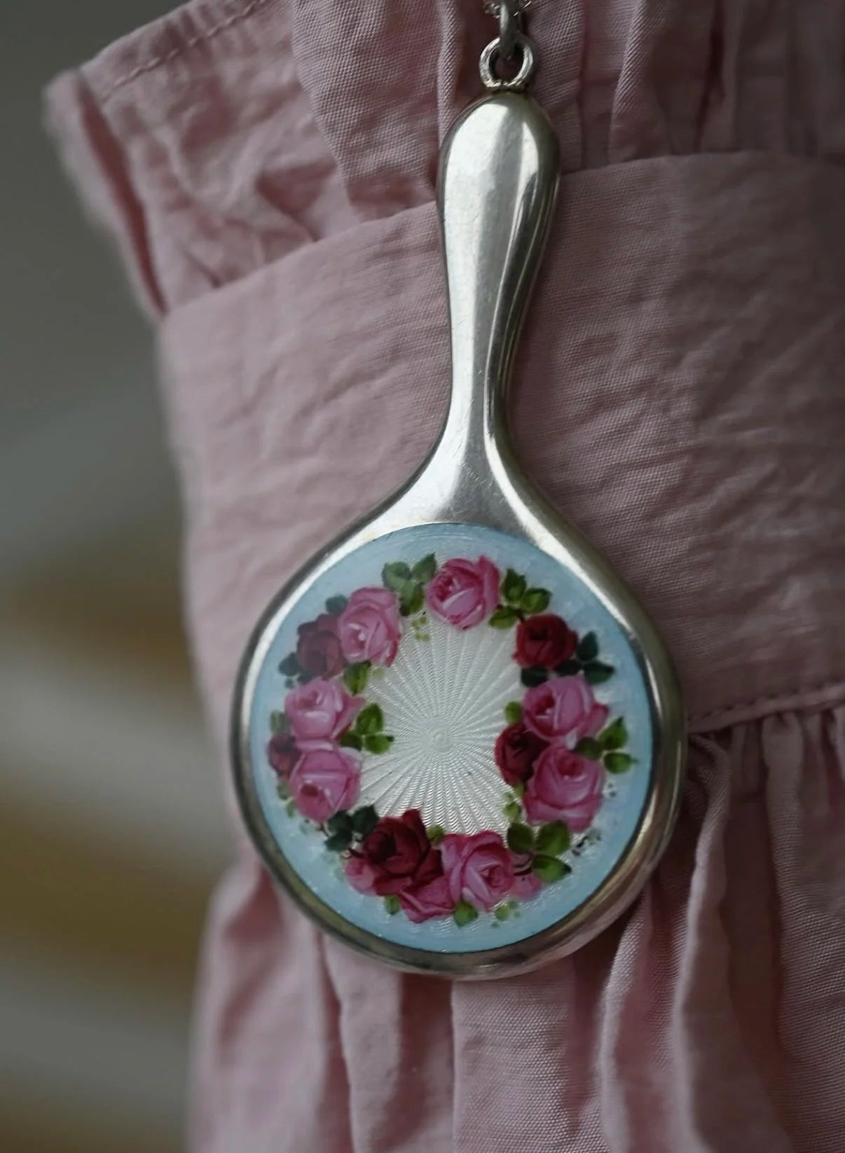 Special Rare Antique Mirror Pendant Beg 1900s Sweden