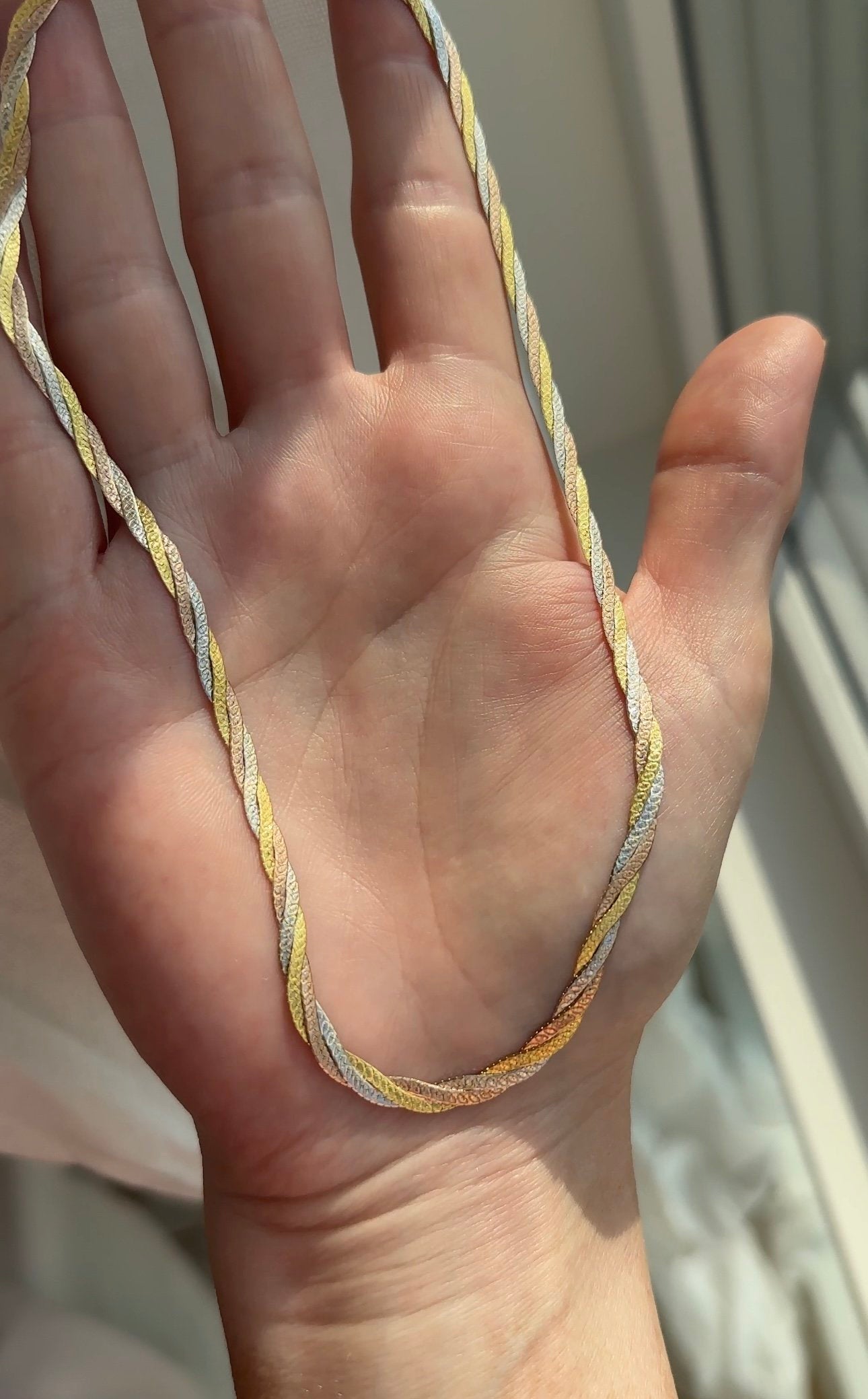 Sexy Tri Color Italian Braid Dream Necklace 18K Gold