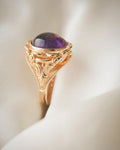 Extraordinary Antique Amethyst Cabochon Ring 18K Gold 1928