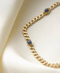 Vintage Curb Link Bracelet or Chain Extender w Sapphires 14K Gold 1980s