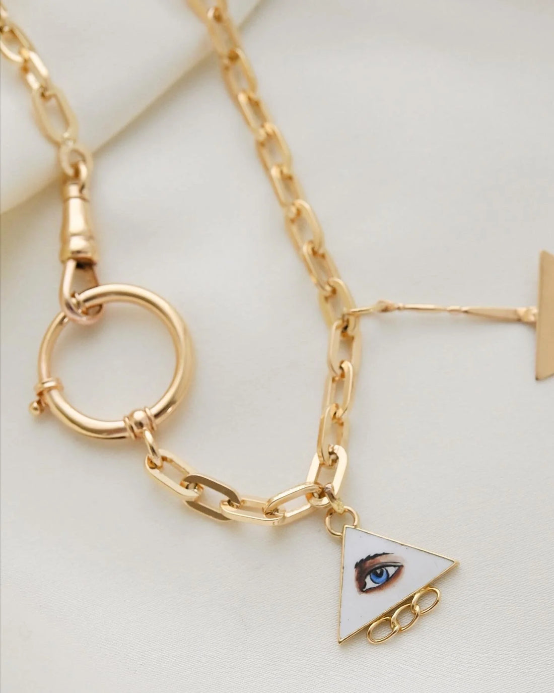 Sublime Antique Watch Chain Enamel Mourning Charm 1937 18K Gold