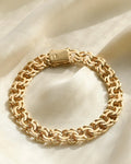 Big Heavy Vintage Brick Link Bracelet 14K Gold 1960s