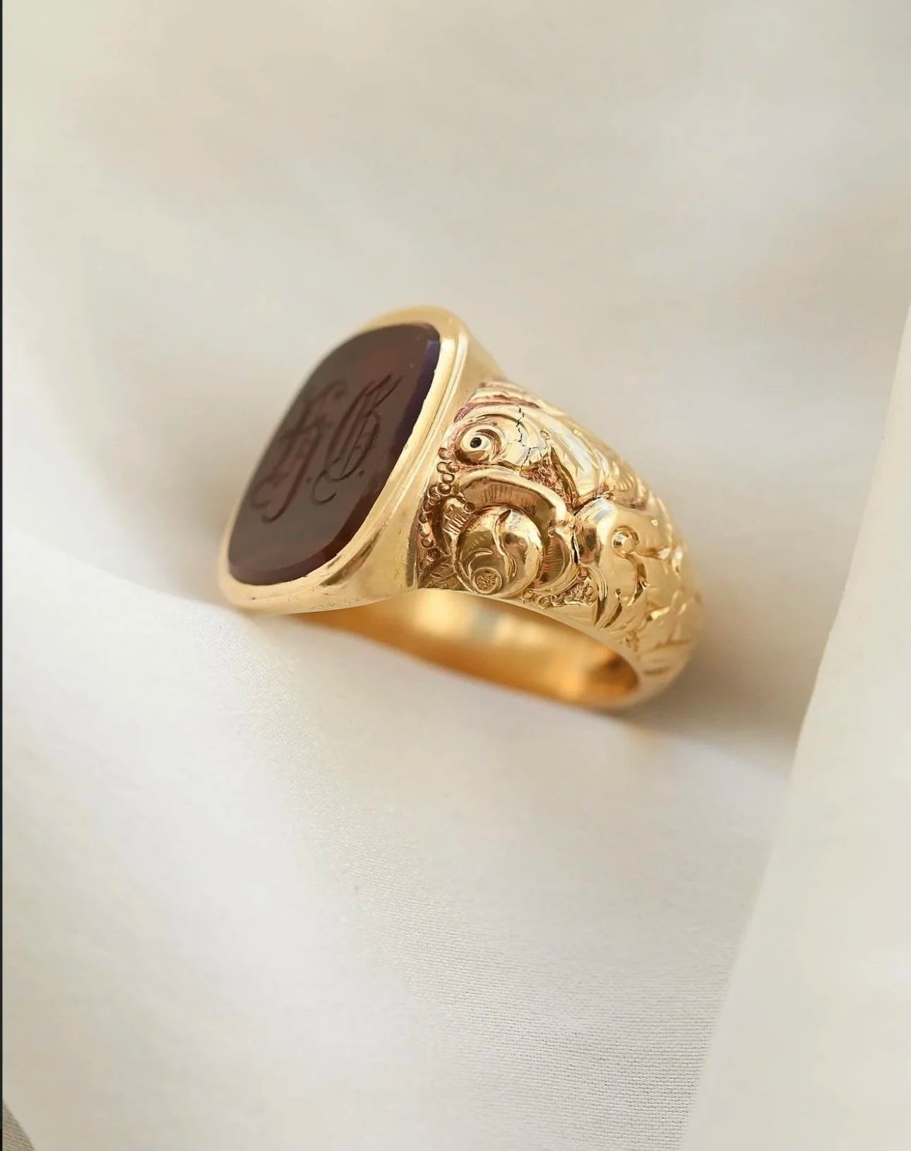 Amazing HG or HB Antique Signet Ring w Agate Finland 1847