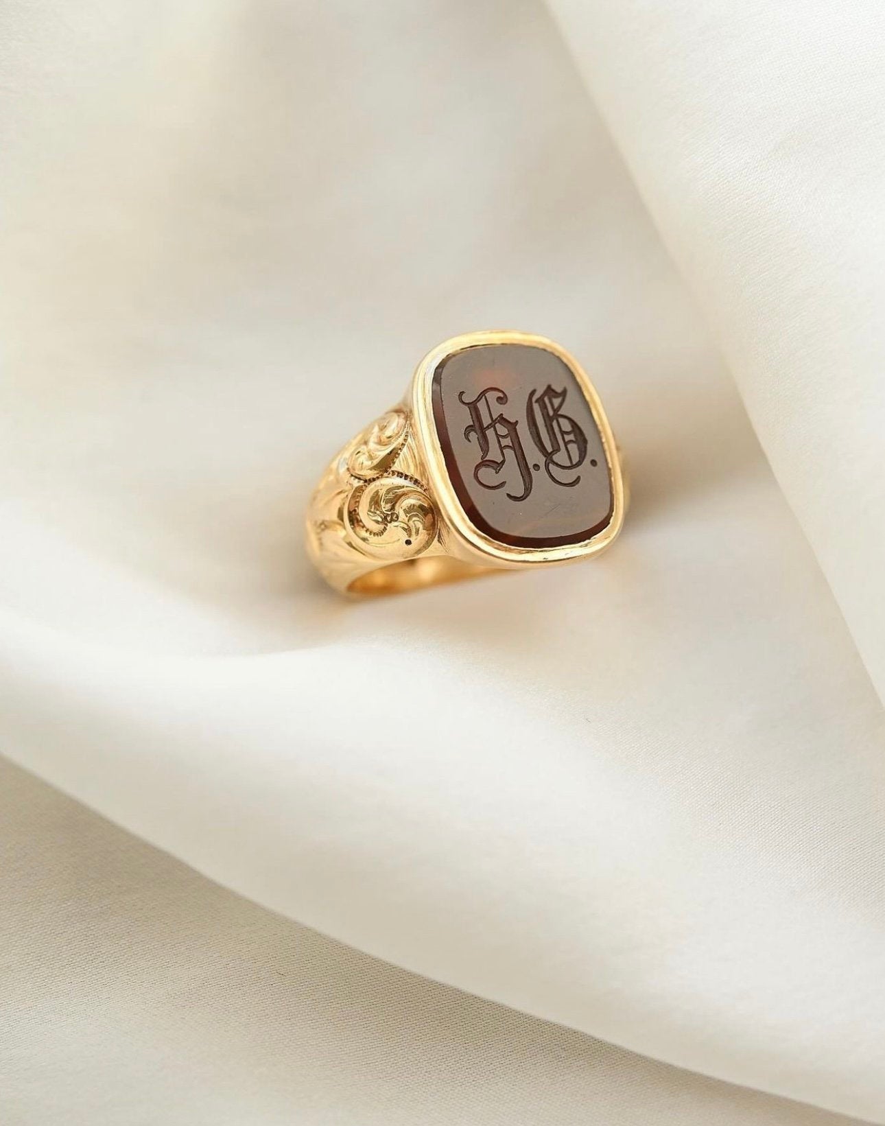 Amazing HG or HB Antique Signet Ring w Agate Finland 1847