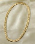 Rare Wide Danish Vintage Brick Link Necklace 14K Gold 1960s