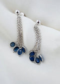 A Cascade of Sapphire Vintage Earrings 18K White Gold and Silver 1990s