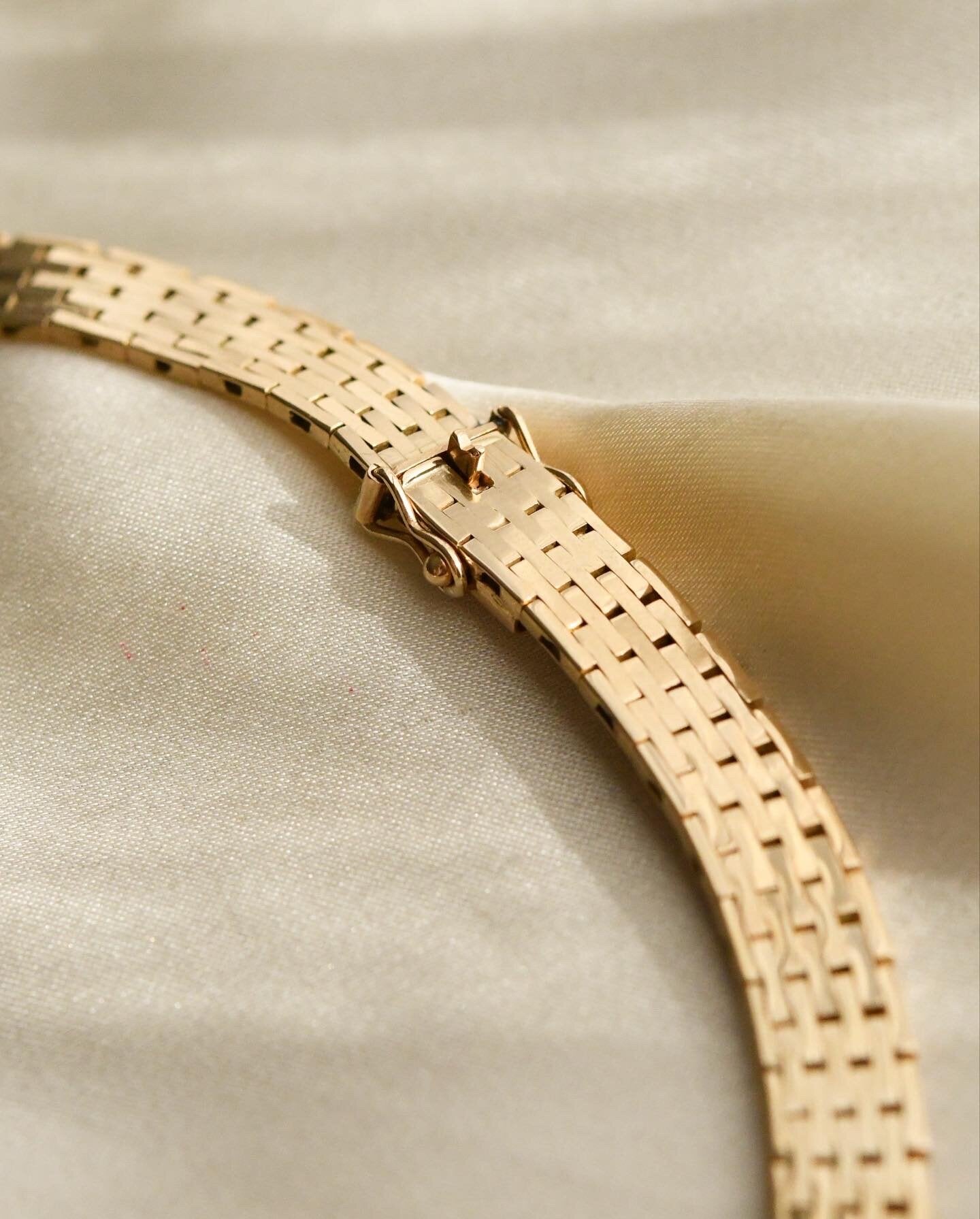 Sexy Brick Link Necklace 14K Gold 1960s