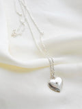 Romantic Vintage Heart Pendant on Chain Silver 1930s Sweden