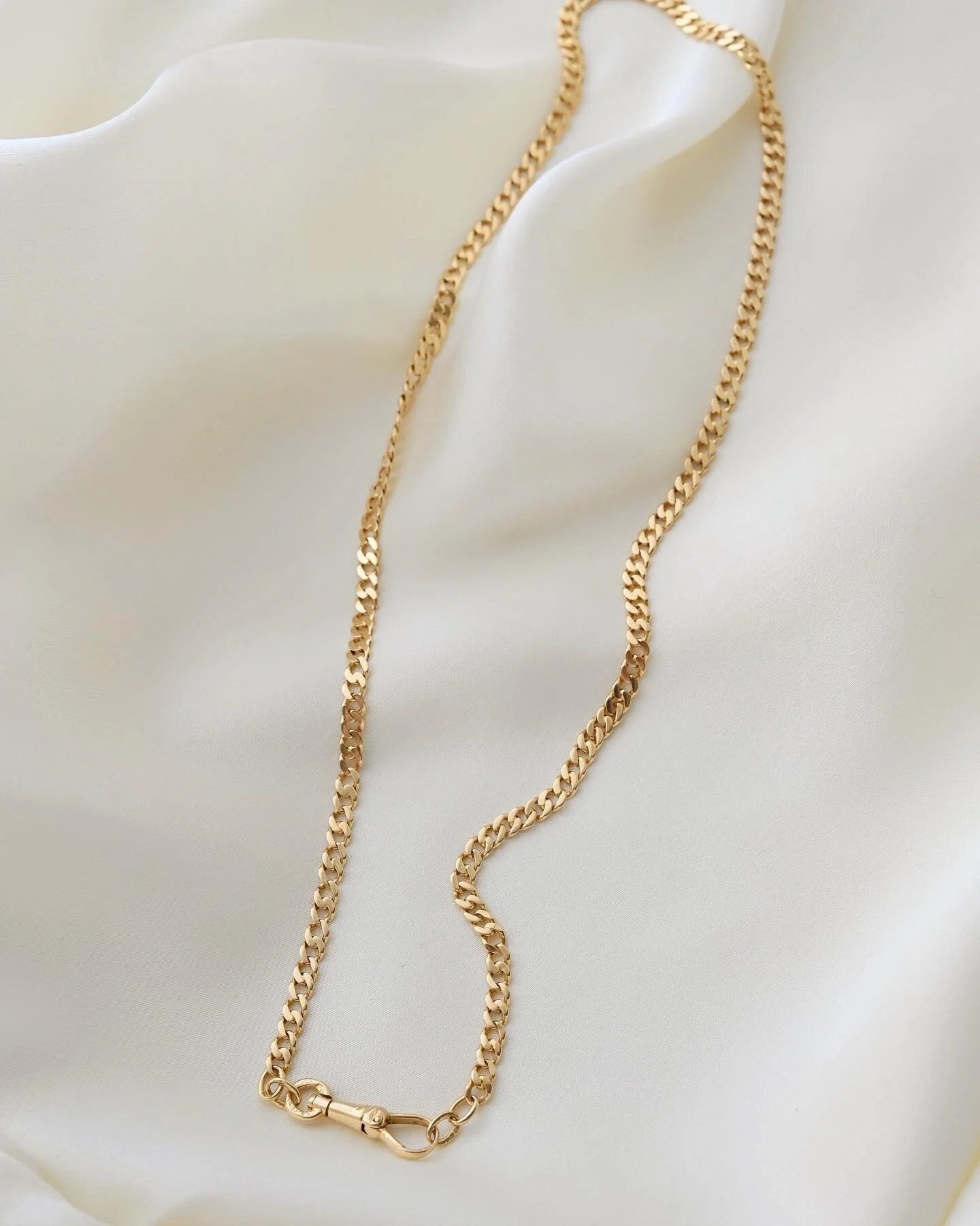 Rare 17 Inches Antique Watch Chain w Dog Clip 18K Gold 1934