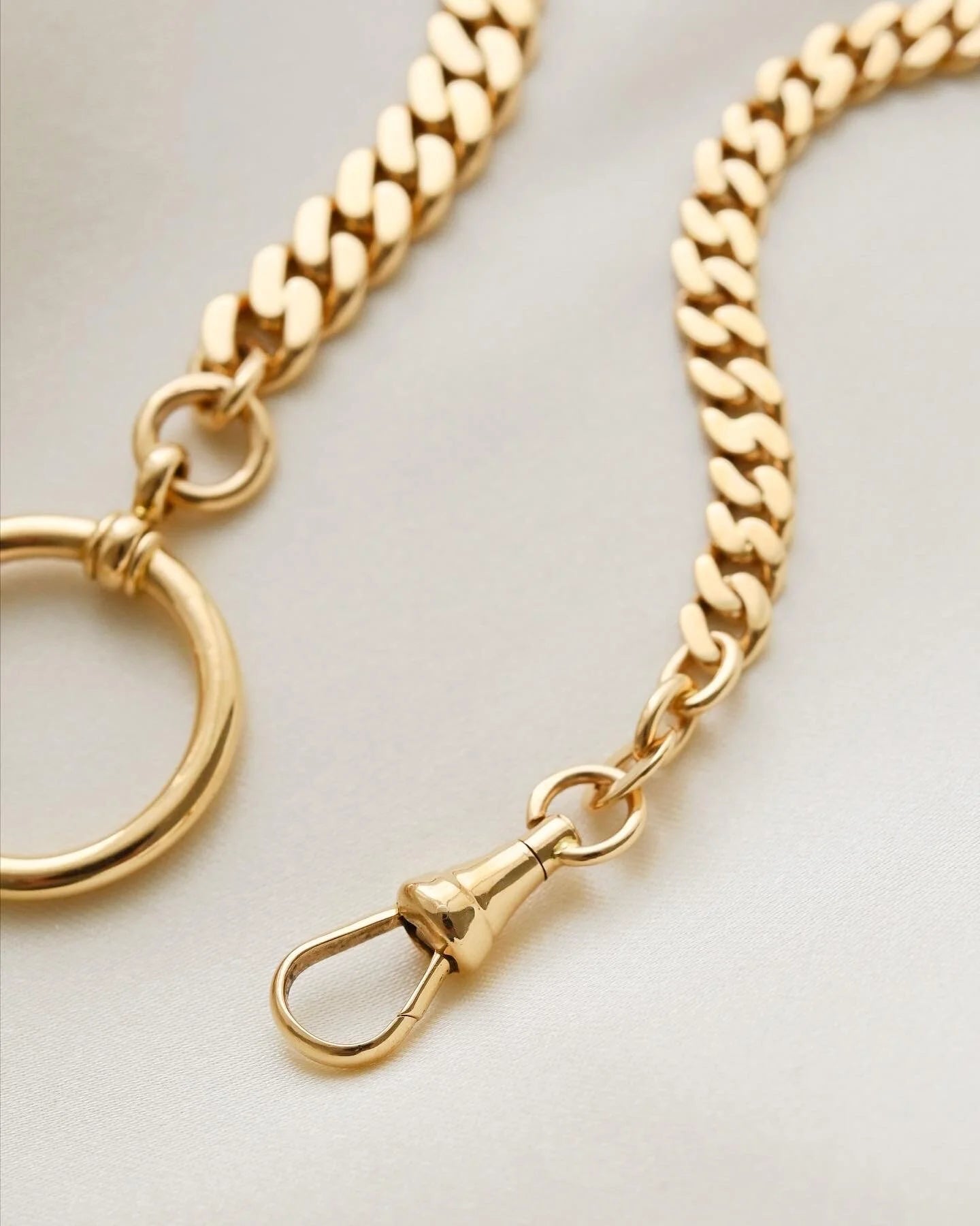 Antique Swedish Curb Link Watch Chain 18K Gold 1920s